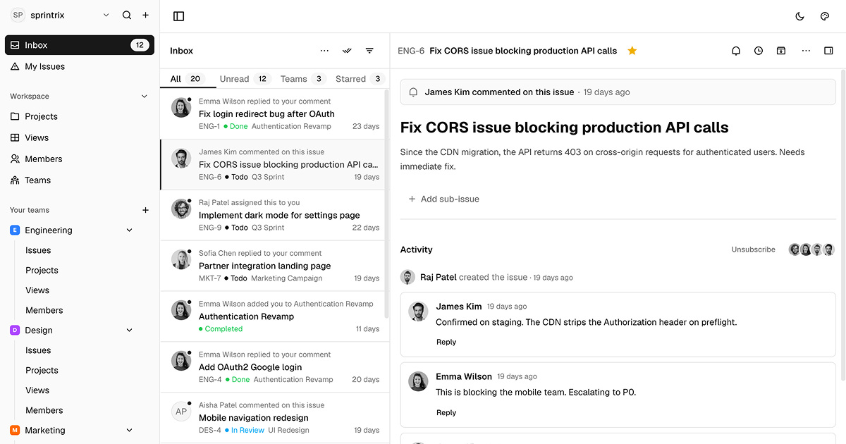 Sprintrix - Shadcn Project Management Template